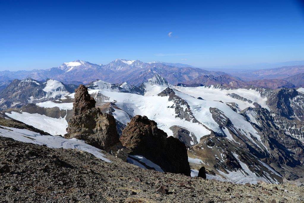 16 Cerro Bonete North, Cerro Zurbriggen, Cupola de Gussfeldt, Cerro Reichert, La Mano, Cerro Link With La Mesa, Mercedario, Alma Negra, Ramada Beyond From Aconcagua Camp 3 Colera